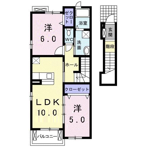 アンシャンテ(2LDK/2階)の間取り写真