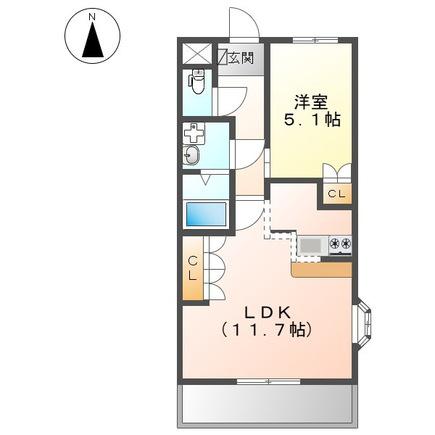 グリーンヒルズ(1LDK/1階)の間取り写真
