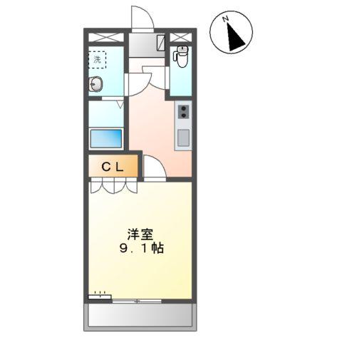 ウィンドヒル(1K/1階)の間取り写真