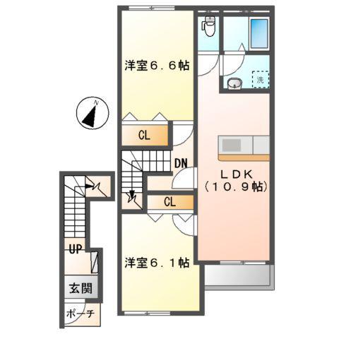 コーポさわ(1LDK/2階)の間取り写真