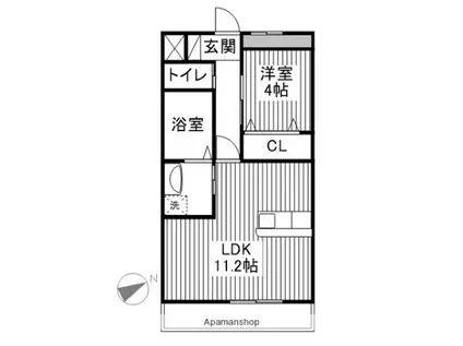 グランツ横須賀(1LDK/1階)の間取り写真