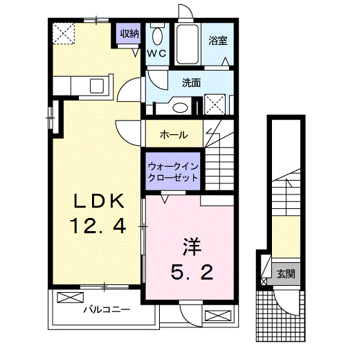 ルーラル朝倉A(1LDK/2階)の間取り写真