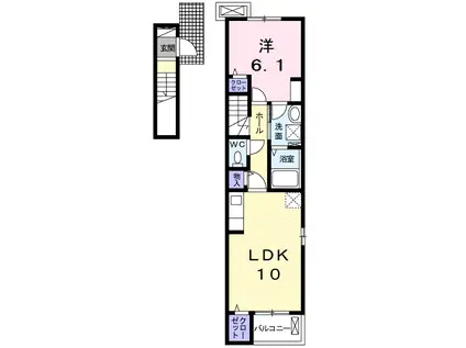 カーサ・サンキ(1LDK/2階)の間取り写真