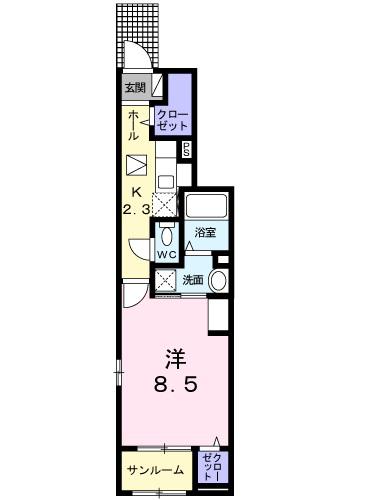 サニーハイツ(1K/1階)の間取り写真