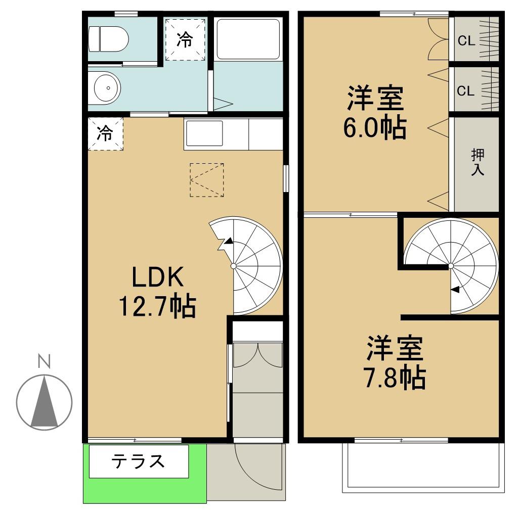ＣＡＲＰＡ　ＣＡＬＡ(2LDK)の間取り写真