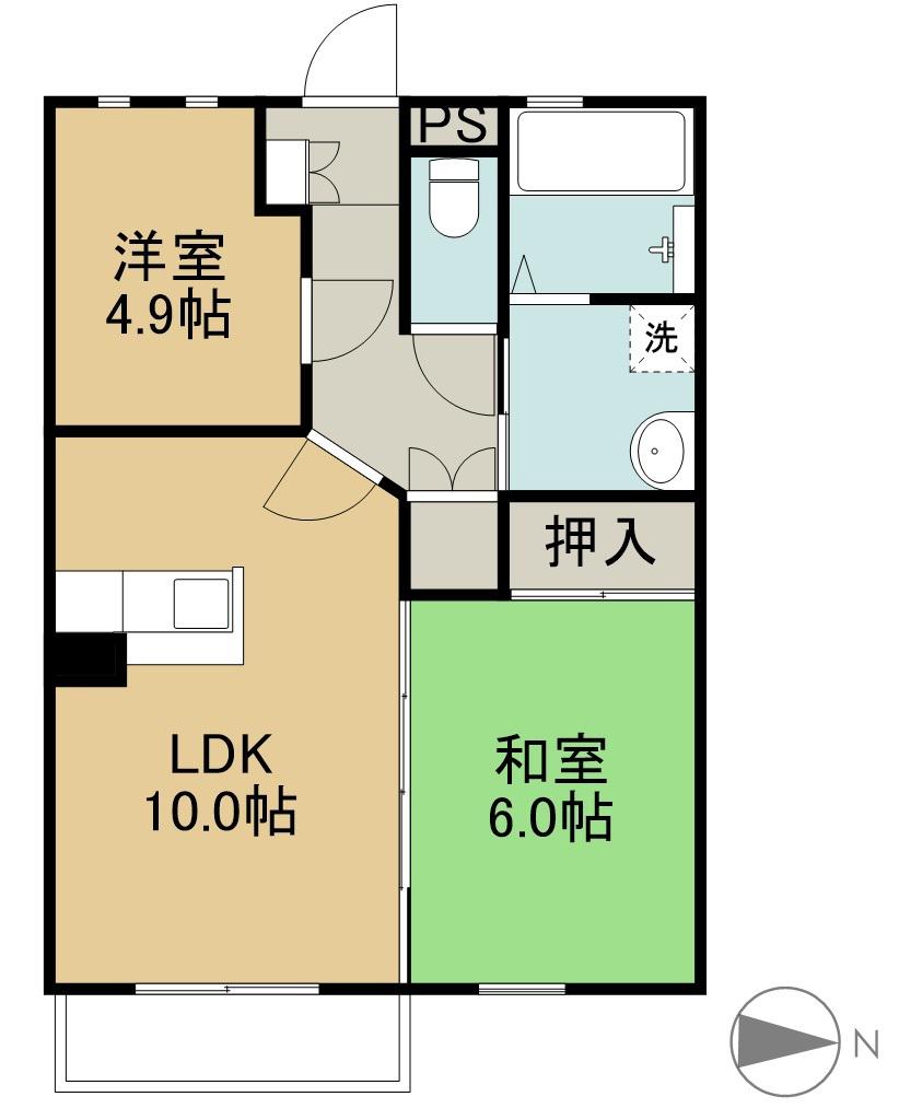 MIRADOR(2LDK/3階)の間取り写真
