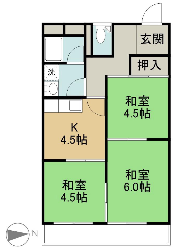 濱口ビル(3DK/3階)の間取り写真