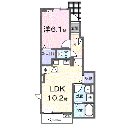 ネオ エルブ Ⅲ(1LDK/1階)の間取り写真