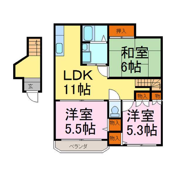 メイプルタウン小林(3LDK/2階)の間取り写真