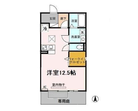 リビングタウン小倉町(ワンルーム/1階)の間取り写真