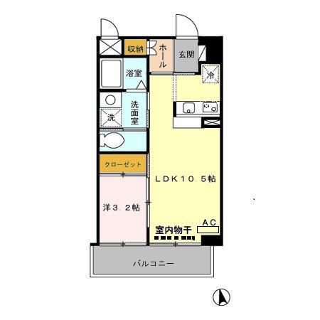 カーサコモダ新舞子B(1LDK/1階)の間取り写真