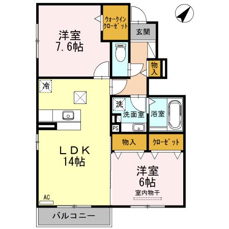 フルール(2LDK/1階)の間取り写真