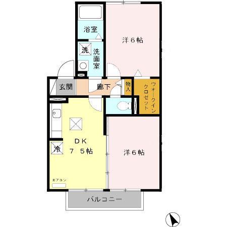 エスポワールC(2DK/1階)の間取り写真