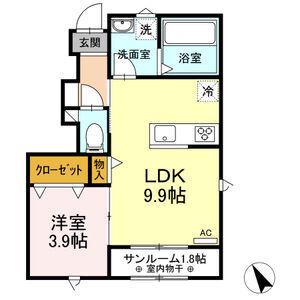 SPECIALE(1LDK/1階)の間取り写真