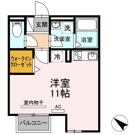 ブルースカイT(ワンルーム/1階)の間取り写真