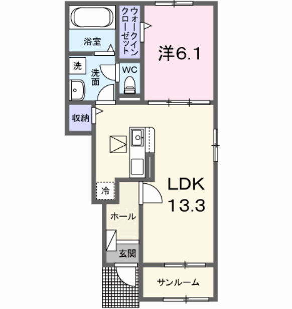 ジュネス HAYAKAWA Ⅲ(1LDK/1階)の間取り写真