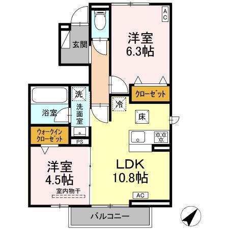 エルノワール(2LDK/1階)の間取り写真