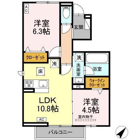 エルノワール(2LDK/1階)の間取り写真