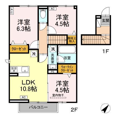 エルノワール(3LDK/2階)の間取り写真