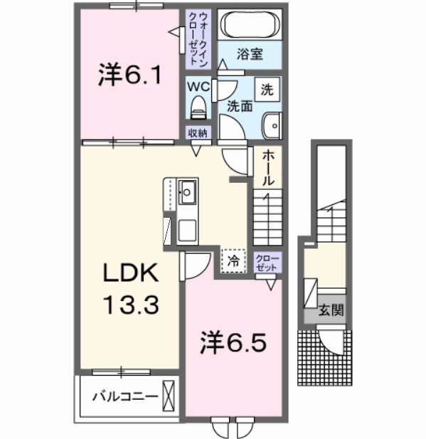 フェリシダ(2LDK/2階)の間取り写真