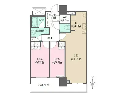ブリリアタワー名古屋グランスイート(2LDK/12階)の間取り写真