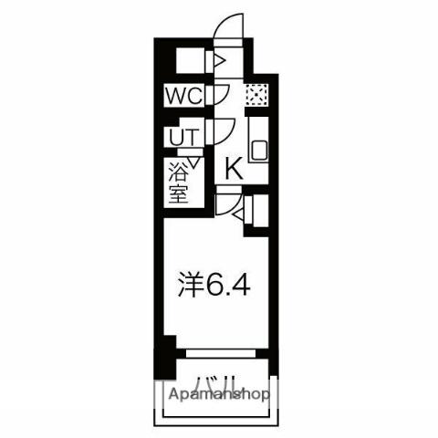 メイクス名駅南Ⅱ(1K/13階)の間取り写真