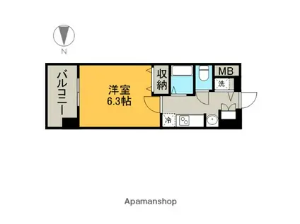 プレサンス名古屋城前ラバンカ(1K/2階)の間取り写真