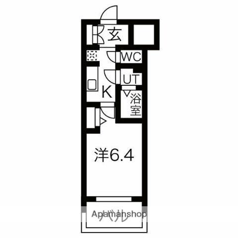 メイクス鶴舞Ⅱ(1K/4階)の間取り写真