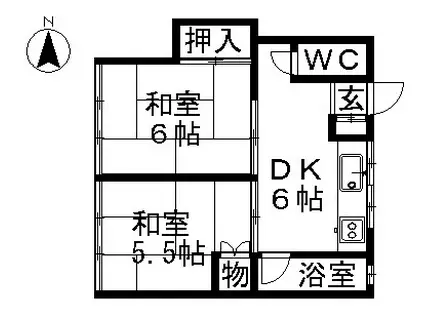 ミヤキビル(2DK/5階)の間取り写真