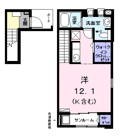 エテルノ・プラシード Ⅰ(ワンルーム/2階)の間取り写真