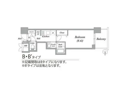 エステムコート名古屋平安通クチュール(1K/8階)の間取り写真