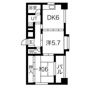 エクセレント平安通(2DK/7階)の間取り写真