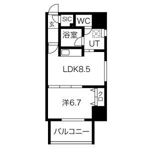 さくらHILLS NISHIKI PLATINUM RESIDE(1LDK/8階)の間取り写真