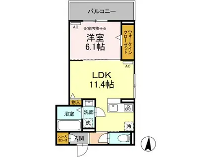 ヘリテージ(1LDK/3階)の間取り写真