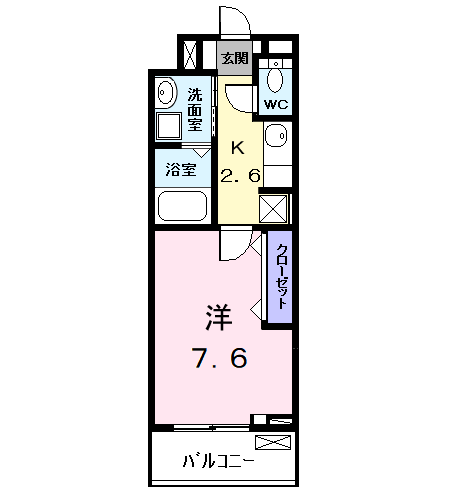 エスポワールⅡ(1K/2階)の間取り写真