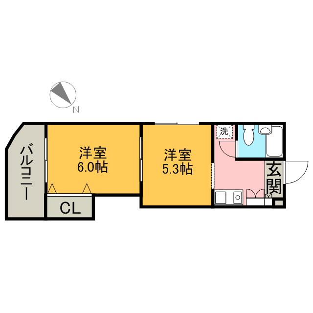 ジョイフル鶴舞(2K/7階)の間取り写真