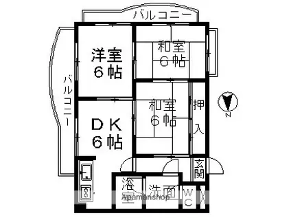 景雲橋ハイツ(3DK/4階)の間取り写真
