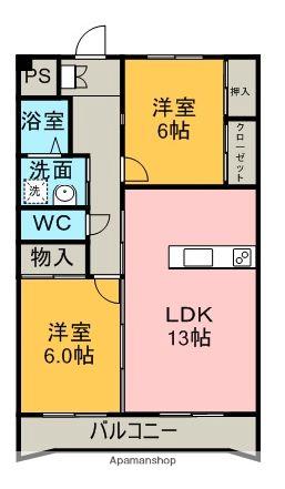 ベルグランデ東山(2LDK/2階)の間取り写真