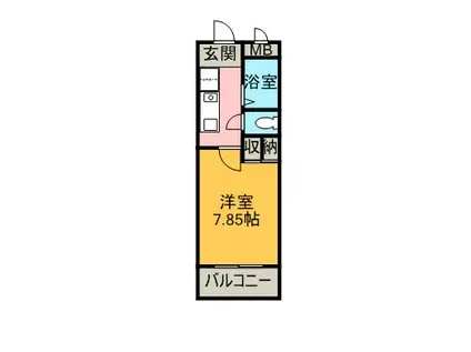 メルベーユHAJIⅡ(1K/1階)の間取り写真