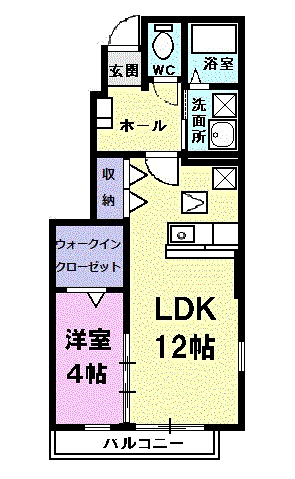 コンフォートⅡ(1LDK/1階)の間取り写真