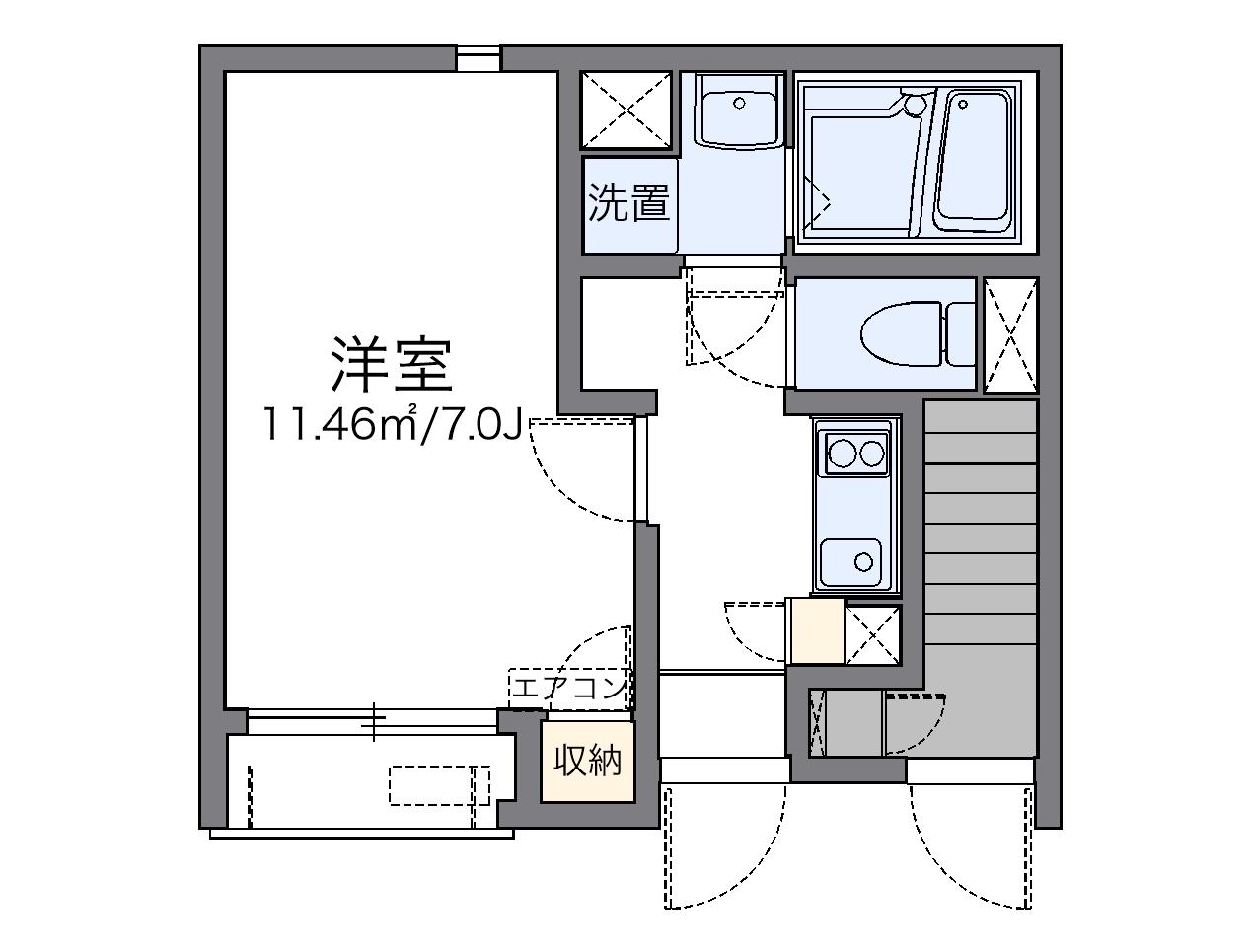 レオネクスト白菊Ⅱ(1K/1階)の間取り写真