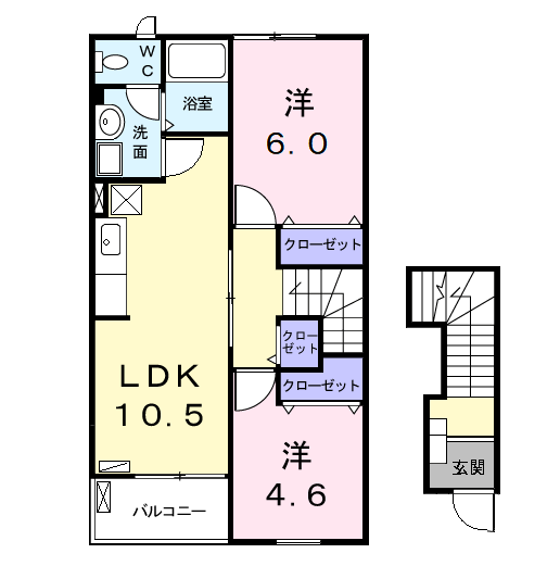 エステート曙B(2LDK/2階)の間取り写真