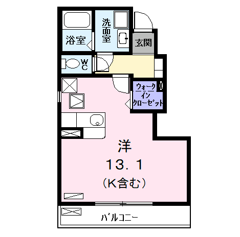 ジェルメKⅢ(ワンルーム/1階)の間取り写真