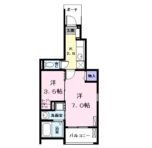 レ・セーナ(2K/1階)の間取り写真