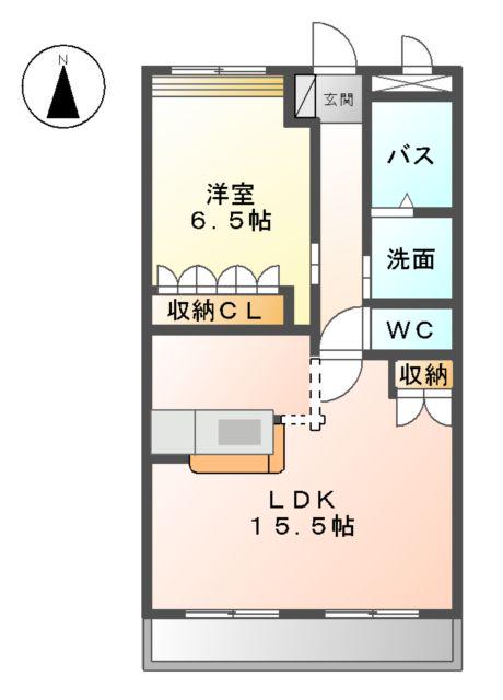 関西本線 春田駅 徒歩13分 2階建 築21年(1LDK/2階)の間取り写真