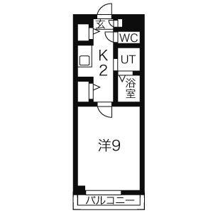 名鉄小牧線 味鋺駅 徒歩1分 4階建 築16年(1K/4階)の間取り写真