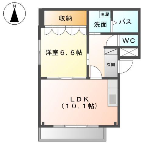 ヴィレッジ清洲Ⅱ(1LDK/1階)の間取り写真