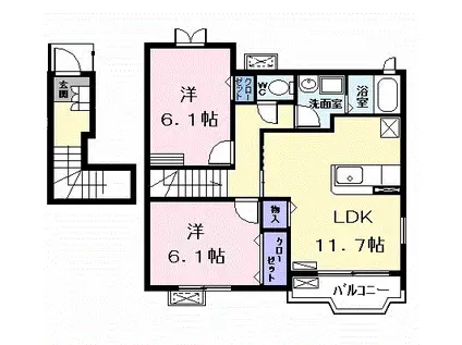 パークサイド横井(2LDK/2階)の間取り写真