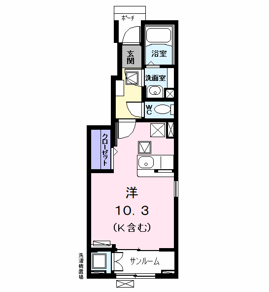 メゾン・ド・モリタⅢ(ワンルーム/1階)の間取り写真