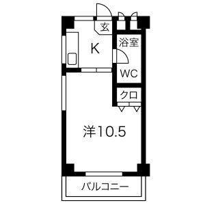 秋山ハイツ(1K/4階)の間取り写真